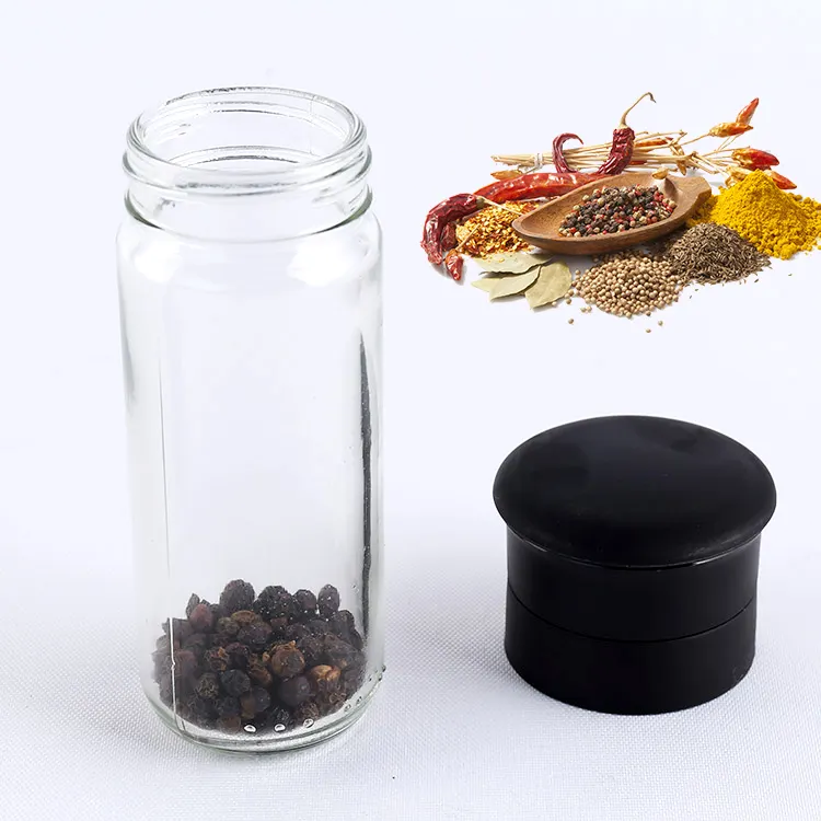 Pot à épices mécanique de 100ml, livraison gratuite, de haute qualité, meilleur logo personnalisé, sel et poivre noir de 100ml