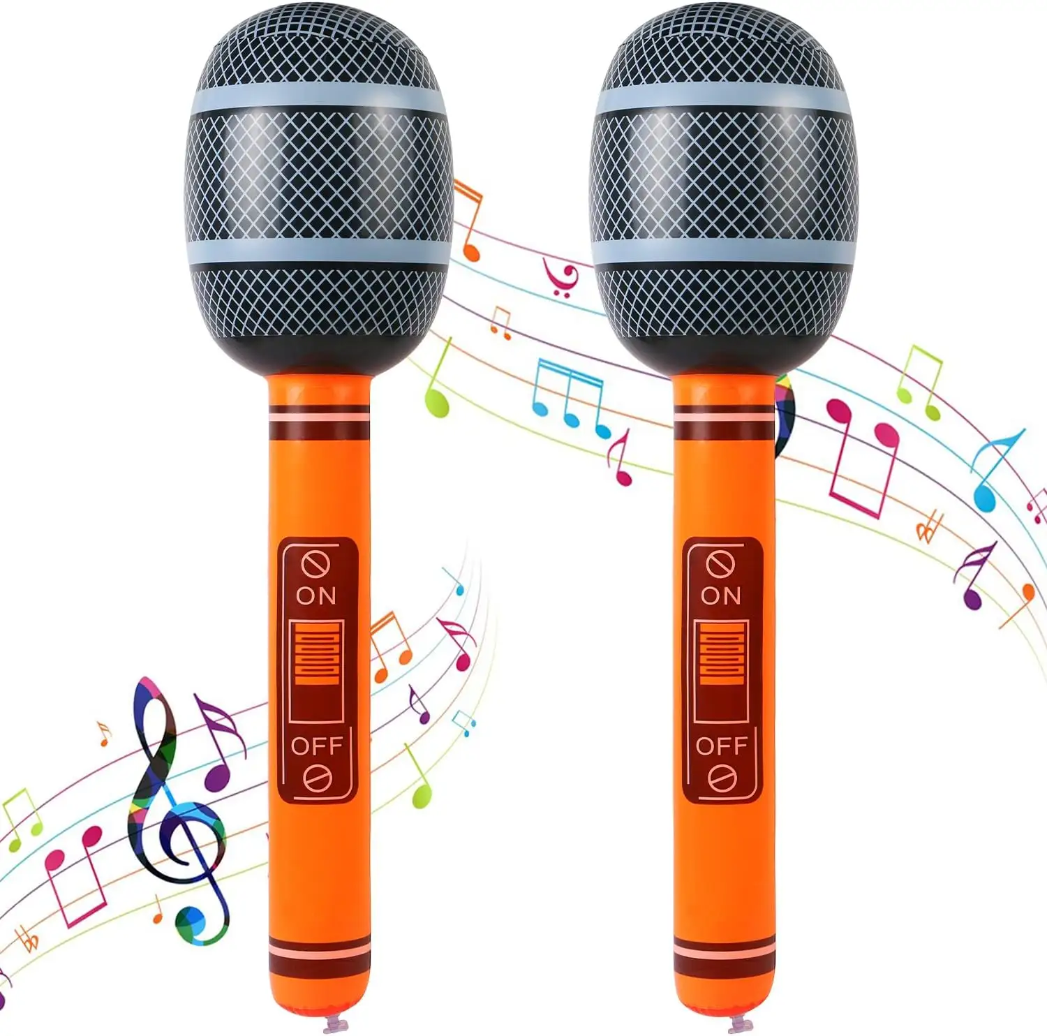 Toptan özel tasarım PVC şişme müzik mikrofon oyuncaklar çocuklar için parti şarkı şarkıları şişme mikrofonlar