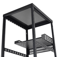 Baie de serveur ouverte 42U avec cinq niveaux de rangement et roulettes, certifiée CE, protection IP20, support mural