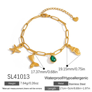 SUMMLY Vintage Vente en gros Pendentif océan Bracelet à breloques en acier inoxydable plaqué or 18 carats Bijoux de mode pour femmes - Product Image 2