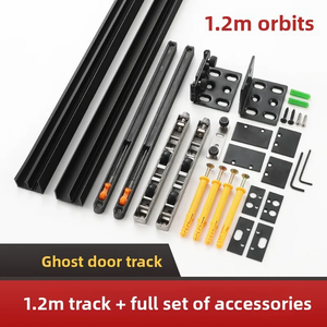 Sistema de Puerta Corredera Oculta, Herrajes para Puertas Correderas, Accesorios de Aleación de Aluminio Duraderos, Cierre Suave, Montaje Interior en Pared - Product Image 5