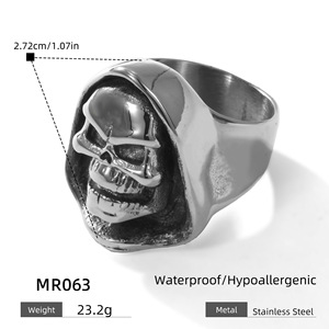 도매 공장 프로모션 펑크 개인화 된 죽음 해골 반지 조수 남자 스테인레스 스틸 손가락 반지 남자의 반지 - Product Image 4