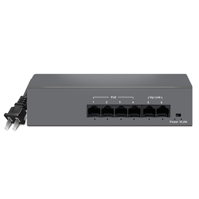 AI Watchdog Standard 4+2 10/100Mbps AI PoE Switch (Power Built-in) Whole≤65W 4KV lightning protection