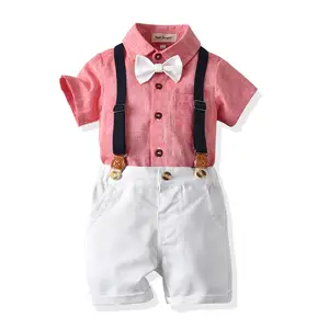SUM45 Set Pakaian Bayi Laki-laki, Baju Anak Laki-laki, Dasi Kupu-kupu, Pesta Ulang Tahun, Pakaian Pesta Pernikahan Musim Panas untuk Anak Laki-laki
