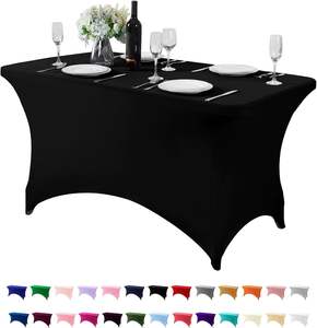 Nappe <span class=keywords><strong>de</strong></span> <span class=keywords><strong>table</strong></span> extensible en tissu ajusté pour banquet <span class=keywords><strong>de</strong></span> mariage, 6 pieds, 8 pieds, nappe en spandex pour <span class=keywords><strong>table</strong></span> rectangulaire - Product Image 3