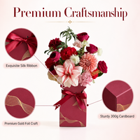 Boîte à fleurs en ruban de luxe, pliable, portable, en papier rouge, emballage cadeau, boîte en carton écologique pour fleurs, pour cadeaux