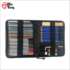 Hintung 52PCs Juego de lápices para dibujar y dibujar en estuche de nylon con colores vibrantes y plomo suave como suministros de arte - Product Image 1