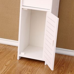 Soportes de papel higiénico de pie pequeños y modernos, estante de almacenamiento para suelo esquinero, tocador de baño con puerta y estante - Product Image 6