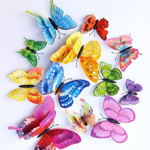 Autocollants muraux 3D papillon Art Déco CHOOWIN, réutilisables, imperméables, décoration de <span class=keywords><strong>chambre</strong></span> à coucher pour mariage et fête (rose + bleu) - Product Image 3
