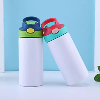 Usa Canada Warehouse Gobelet en acier inoxydable de 12oz isolé et vierge à sublimation pour enfants Bouteille d'eau pour bébé avec couvercle rabattable