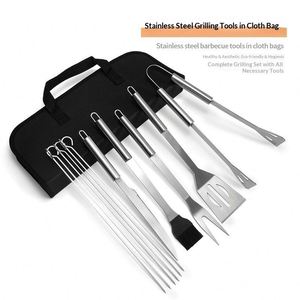 Ensemble d'outils de barbecue en acier inoxydable avec poignée tubulaire, pince, spatule, fourchette, sac en tissu Oxford, ensemble de 20 pièces pour l'extérieur - Product Image 2