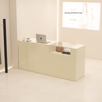Bureau d'accueil contemporain en bois lumière LED petit comptoir frontal pour magasin de vêtements pour femmes salon de coiffure hôtels hôpitaux