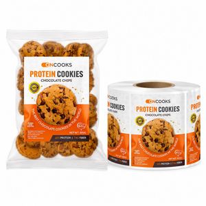 ONCOOKS Biscuits protéinés personnalisables résistants à la chaleur et écologiques avec pépites de chocolat 500G, rouleau d'étiquettes rectangulaires en papier auto-adhésif - Product Image 1