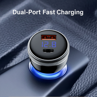 Pengisi Daya Mobil Dual Port LED Digital Display PD Smart PD QC18W Pengisi Daya Mobil Pengisian Cepat Perlindungan OTP/OVP Pengisi Daya Ponsel Mobil