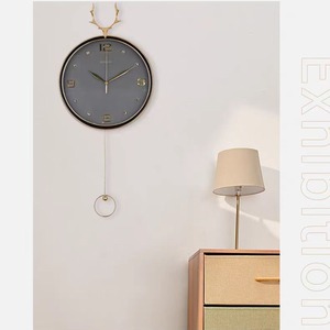 Deer Head Wall <b>Clock</b> Round Silent Sweeping Second Zinc Alloy Living Room Decor - Product Image 3