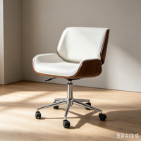 Chaise de bureau moderne du milieu du siècle, avec structure en contreplaqué courbé, en cuir, pivotante, réglable en hauteur, pour bureau à domicile, salle d'étude