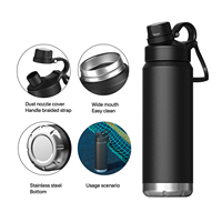 Bouteille d'eau sport ANSHENG en acier inoxydable 24 oz, personnalisable, pour boissons chaudes et froides, réutilisable