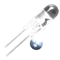 LED T-1 3/4 F5 haute luminosité 0,5W blanc 7000-9000K 35° tête ronde transparente avec dissipateur thermique diode 5mm 3,0-3,6V 50-56lm