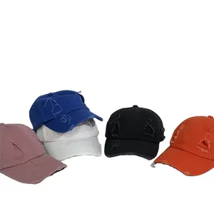 Großhandel gebogene Kante 6 Panels Unisex Denim Dad Hut einfarbig Baseballkappe Sportkappe versandfertig