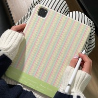 Étui pour tablette iPad Pro 11 pouces de style coréen avec nœud rayé, compatible avec Air7, magnétique, ProY pliable, 10e génération, rigide, 13 pouces