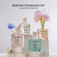 Diffuseur de parfum d'intérieur de luxe 250 ml en verre sans BPA avec fleurs artificielles, logo personnalisé, huile anti-moustiques longue durée