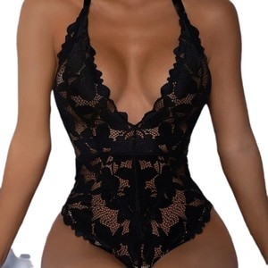 Lencería sexy europea y americana, éxito de ventas transfronterizo, encaje, con aberturas, transparente, talla grande, body sexy. - Product Image 3