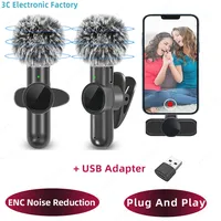 24G Kabelloses Omnidirektionales Lavaliermikrofon Geräuschunterdrückendes Audio-Video-Aufnahmegerät für iPhone/iPad/Android/Samsung Live