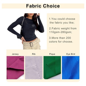 Vente en gros de hauts courts sexy pour femmes t-shirt slim fit en jersey de mode de haute qualité à manches longues avec logo imprimé personnalisé - Product Image 4