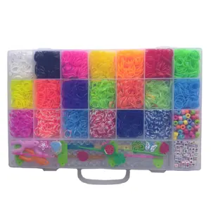 Best Seller High Quality Custom Rubber Bands Bracelet Kit Colorful Loom Bands Clips Beads DIY Set With Accessories