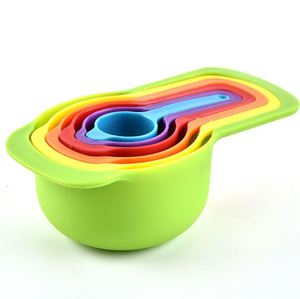 Kitchen 6Pcs Plastic Cups and Spoons <b>Baking</b> Colorful Measuring Spoon <b>Set</b> - Product Image 1