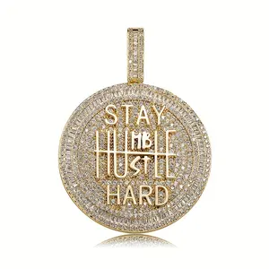 Men Women Hip Hop Pendant Necklace With 61cm/24inch Chain HipHop Iced Out Bling Necklaces Fashion Jewelry