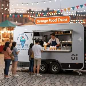 Remorque alimentaire multifonctionnelle en fibre de verre ORANGE T2 pour pizzas et hamburgers, chariot alimentaire, camionnette alimentaire - Product Image 2