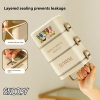 Boîte à lunch isotherme carrée en acier inoxydable Snoopy, compartiments séparés, anti-odeurs, design multicouche pour les employés de bureau