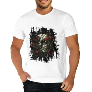 Meiner ist dunkler gotischer Stil Skull Rose Design hochwertige Baumwolle heißer Druck individuell bedrucktes Herren-T-Shirt