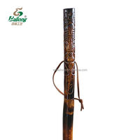 Canne de marche en bois naturel vintage verni avec poignée sculptée de style totem indien, fabrication d'usine depuis 20 ans