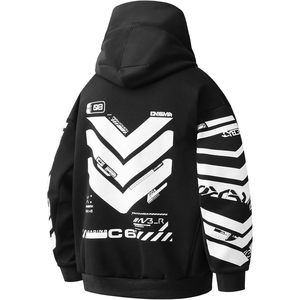Sudadera con Capucha Niepce Inc Techwear para Hombre, Negra y Blanca, con Estampado Gráfico por Sublimación, Transpirable, de Felpa Francesa, Estilo Urbano - Product Image 1