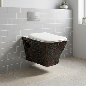 Ensemble de toilettes en céramique de qualité export, WC monobloc en porcelaine imprimé fleurs couleur bois - Product Image 2