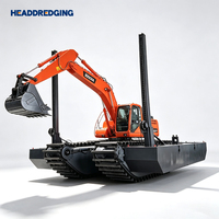 Mini-excavatrice amphibie pour marais, machine de dragage pour zones humides de 4,5 tonnes, pour le nettoyage des boues en eaux peu profondes