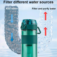 En Gros Bouteille d'Eau Filtrante Portable de 500 ml avec Filtre à Charbon Actif pour le Camping, la Randonnée, la Consommation et les Situations d'Urgence
