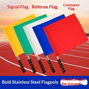 Drapeaux de signalisation pour arbitre de football - Tige en acier inoxydable, surface en coton, pliable et portable - Product Image 2