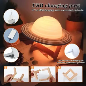 New Original Planet Lamp Saturn <b>Light</b> Bedroom Bedside Lamp <b>Night</b> <b>Light</b> USB Rechargeable Touch Style New Strange Lamp - Product Image 5