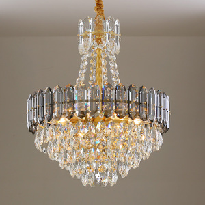 <span class=keywords><strong>Lustre</strong></span> rond moderne en cristal, vente chaude, décoration de salle à manger, luminaire suspendu, cristal gris fumé - Product Image 2