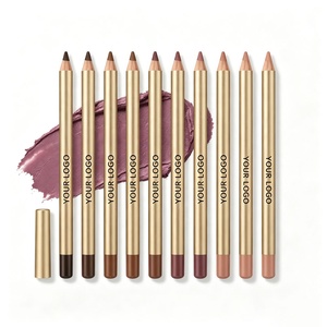 Private Label Gold Lip Liner Pencil <b>Waterproof</b> Matte Long Lasting Wooden Lipliner Makeup Custom OEM - Product Image 4