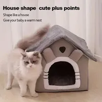 Lit pour animaux de compagnie, maison pour chat, détachable, lavable, chaud pour l'hiver, doux et confortable, nid douillet pour petits chiens et chats