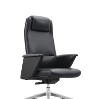 Chaise de bureau ergonomique rembourrée en cuir de vachette véritable, accoudoirs souples continus, mécanisme multi-inclinaison, chaise de direction de luxe pour poste de travail