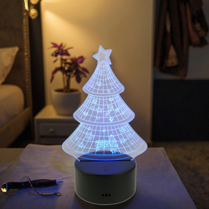 Lampe de nuit LED 3D Guangli au design moderne, bases en acrylique noires, câble USB, 7 couleurs, commande tactile, décoration de bureau et de chambre - Product Image 1