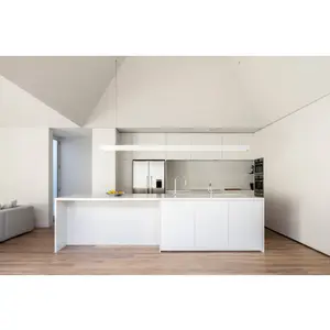 CBMMART Custom Small Home American Style Handless Laminated Big Long Modern Slab Kitchen