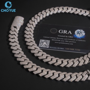 Cadena Cubana de Plata de Ley 925 con Moissanita, Bajo MOQ, Joyería de Plata, 4 Filas, Servicio Personalizado, Venta al por Mayor, Cadena Cubana Vintage - Product Image 3