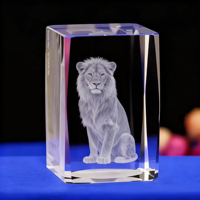 Cubo di Cristallo con Incisione Laser 3D Personalizzata di Animali, Souvenir LED, Regalo Aziendale, Artigianato in Cristallo