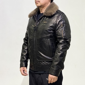 Moda invernale <span class=keywords><strong>giovane</strong></span> di mezza età scollo di visone staccabile in vera pelle <span class=keywords><strong>abbigliamento</strong></span> da <span class=keywords><strong>uomo</strong></span> rimovibile fodera di montone piumini - Product Image 2